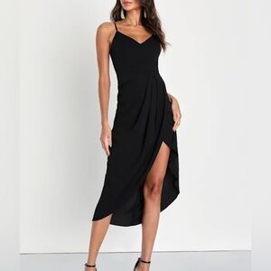 Lulus Reinette Black Midi Dress